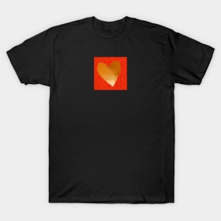Small Gold Heart on Red T-Shirt